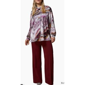 Marina Rinaldi  Rodi Straight-Leg Trousers‎ Size 18 Burgundy Crepe Unhemmed